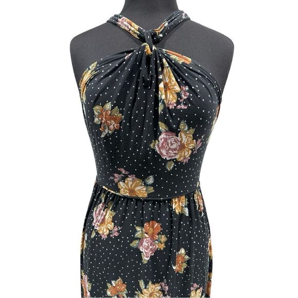 Free People Twist Halter Floral and Polka Dot Maxi Dress Sz S - Picture 3 of 16